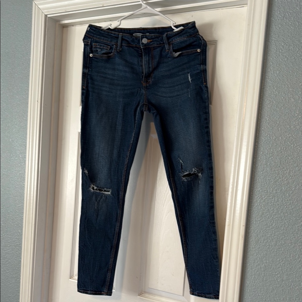 Old Navy Dark Blue Ripped RockStar Skinny Jeans